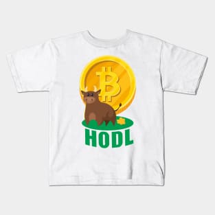 Bitcoin Bull named HODL Kids T-Shirt
